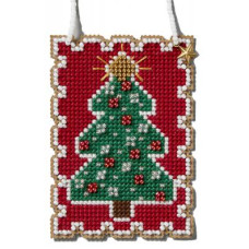 MH162431 Mill Hill Набір для вишивки рахунковим хрестиком + бісером - Різдвяна ялинка Christmas Tree 8x6 см, перфорований папір