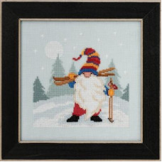 MH172011 Mill Hill Набір для вишивки рахунковим хрестиком + бісером - Лижний гном Skiing Gnome 15x15 см, перфорований папір