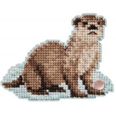 MH182521 Mill Hill Набір для вишивки рахунковим хрестиком + бісером - Видра Otter 8x6 см, перфорований папір