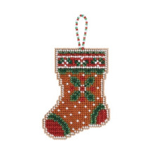 MH212112 Mill Hill Набір для вишивки рахунковим хрестиком + бісером - Іграшка Пряниковий носок Gingerbread Stocking 6x9 см, перфорований папір