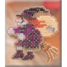 MHAH66 Mill Hill Набір для вишивки рахунковим хрестиком + бісером - Катання на мітлі Broom Ride 6x6 см, перфорований папір