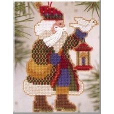 MHAS14 Mill Hill Набір для вишивки рахунковим хрестиком + бісером - Санта Dove Santa 8x13 см, перфорований папір