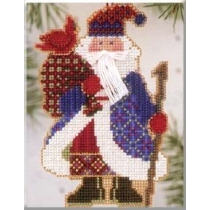 MHAS15 Mill Hill Набір для вишивки рахунковим хрестиком + бісером - Санта Cardinal Santa 8x13 см, перфорований папір