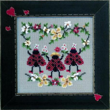 MHCB214 Mill Hill Набір для вишивки рахунковим хрестиком + бісером - Танець сонечка Ladybug Dance 13x13 см, перфорований папір