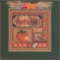 MHCB218 Mill Hill Набір для вишивки рахунковим хрестиком + бісером - Осінній колаж Autumn Collage 13x13 см, перфорований папір