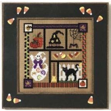 MHCB235 Mill Hill Набір для вишивки рахунковим хрестиком + бісером - Моторошний колаж Spooky Collage 13x13 см, перфорований папір