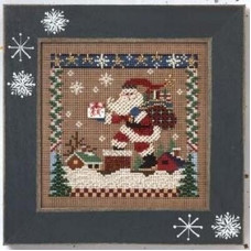 MHCB243 Mill Hill Набір для вишивки рахунковим хрестиком + бісером - Санта на даху Rooftop Santa 13x13 см, перфорований папір