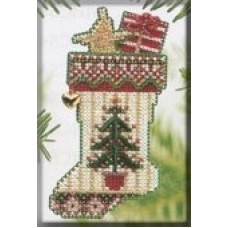 MHCS48 Mill Hill Набір для вишивки рахунковим хрестиком + бісером - Іграшка Панчоха Evergreen Stocking 6x10 см, перфорований папір