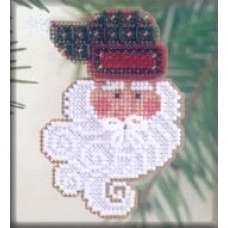 MHCSF33 Mill Hill Набір для вишивки рахунковим хрестиком + бісером - Іграшка Радісний Санта Joyful Santa 8x9 см, перфорований папір