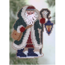 MHPS21 Mill Hill Набір для вишивки рахунковим хрестиком + бісером - Іграшка Льодовик Санта Glacier Santa 8x12 см, перфорований папір