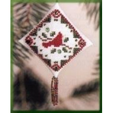 MHTD20 Mill Hill Набір для вишивки нитками + бісером - Іграшка Святковий кардинал Holiday Cardinal 14x8 см, рівномірка