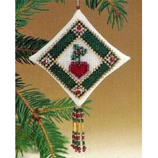 MHTD9 Mill Hill Набір для вишивки нитками + бісером - Іграшка Рубінове серце Ruby Heart 14x8 см, рівномірка