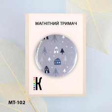 МТ-102 Зимовий малюнок 3, 3,2х3,2 см. Магнітний тримач для голок та схем. Кольорова