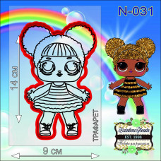 N-031 Лялечка ЛОЛ. Форма для печива з трафаретом. Rainbow beads