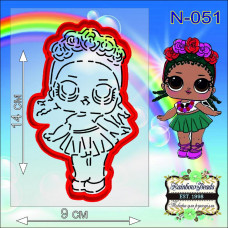 N-051 Лялечка ЛОЛ. Форма для печива з трафаретом. Rainbow beads