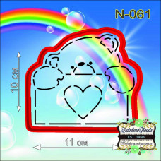 N-061 Ведмедик з конвертом. Форма для печива з трафаретом. Rainbow beads