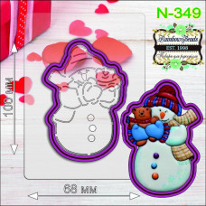 N-349 Сніговик. Форма для печива з трафаретом. Rainbow beads