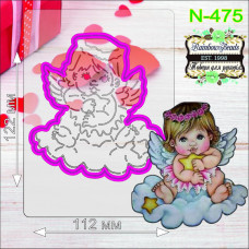 N-475 Ангел на хмаринці. Форма для печива з трафаретом. Rainbow beads