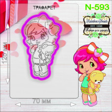 N-593 Дівчинка з ведмедем. Форма для печива з трафаретом. Rainbow beads