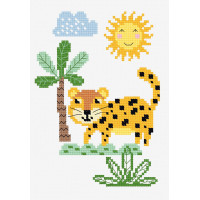 N1348 Чарівниця Набір для вишивки друкованим хрестиком - Маленький леопард 11x16 см, Aida 14