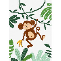 N1351 Чарівниця Набір для вишивки друкованим хрестиком - Маленька мавпочка 11x16 см, Aida 14