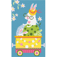 N1353 Чарівниця Набір для вишивки рахунковим хрестиком - Зайчики святкують 12x20 см, Aida14