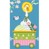 N1356 Чарівниця Набір для вишивки рахунковим хрестиком - Гусак і писанка 12x20 см, Aida14