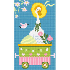 N1356 Чарівниця Набір для вишивки рахунковим хрестиком - Гусак і писанка 12x20 см, Aida14