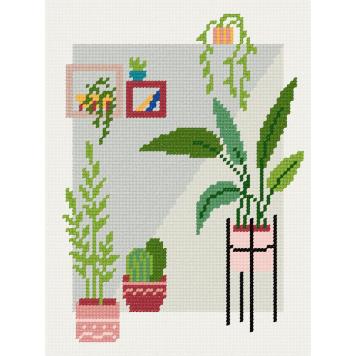 N1838 Чарівниця Набір для вишивки рахунковим хрестиком - Кашпо і квіти 15х20 см Aida 14