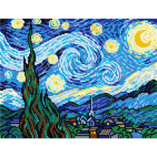 N2012 Зоряна ніч, В. 20х26 см. ван Гог. Чарівниця. Набір для вишивки хрестиком на Aida 14