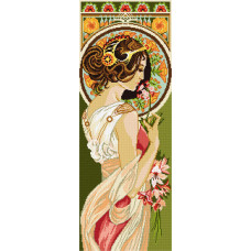 N5014 Чарівниця Набір для вишивки рахунковим хрестиком - Первоцвіт, А. Муха 22x58 см, Aida 14