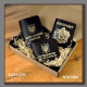 N7A1D02 Babylon Набір обкладинок: військовий квиток, УБД та Passport 26x17x5 см чорний, золоте тиснення, червона нитка, шкіра