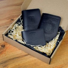 N7A1E Babylon Набір обкладинок: військовий квиток, УБД та Passport 26x17x5 см чорний, тиснення в колір обкладинки, шкіра