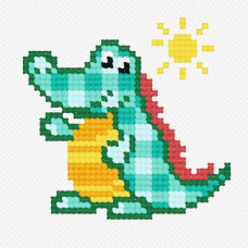 N944 Чарівниця Набір для вишивки рахунковим хрестиком - Крокодил 9x9 см, Aida 14