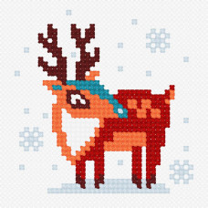 N958 Чарівниця Набір для вишивки рахунковим хрестиком - Зимовий олень 9x9 см, Aida 14