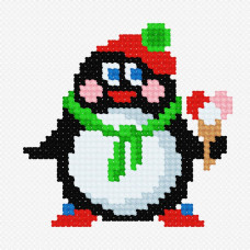 N960 Чарівниця Набір для вишивки рахунковим хрестиком - Пінгвін 9x9 см, Aida 14