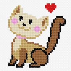 N964 Чарівниця Набір для вишивки рахунковим хрестиком - Кішка 9x9 см, Aida 14