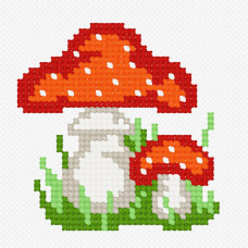 N970 Чарівниця Набір для вишивки рахунковим хрестиком - Мухомор 9x9 см, Aida 14