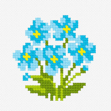 N976 Чарівниця Набір для вишивки рахунковим хрестиком - Незабудьки 9x9 см, Aida 14