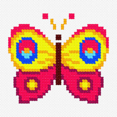 N979 Чарівниця Набір для вишивки рахунковим хрестиком - Метелик 9x9 см, Aida 14