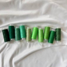 Набір ниток швейних універсальних №40 Омега 120, Зелений мікс, 10 шт, намотка 200 м, LUTS textile