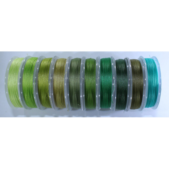 Набір бісерних ниток Титан №100, мікс зелено-оливковий, 10 шт. Spark Beads