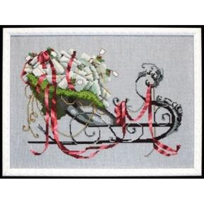 NC122 Nora Corbett Схема для вишивки рахунковим хрестиком - Санки Санти Santas Sleigh 21x13 см, папір