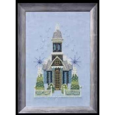NC158 Nora Corbett Схема для вишивки рахунковим хрестиком - Маленька засніжена голуба церква Little Snowy Blue Church 13x17 см, папір