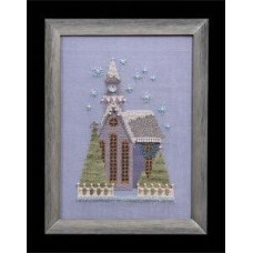 NC161 Nora Corbett Схема для вишивки рахунковим хрестиком - Маленька сніжна лавандова церква Little Snowy Lavender Church 13x19 см, папір