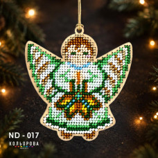 ND-017 Кольорова Набір для вишивки бісером по дереву - Іграшка Благодать, 9x9 см