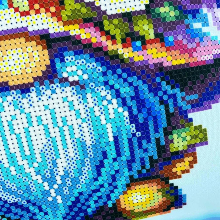 НД_246 Virena Заготовка для вишивки бісером - Наволочка декоративна Гном з квітами 31x31 см, габардин