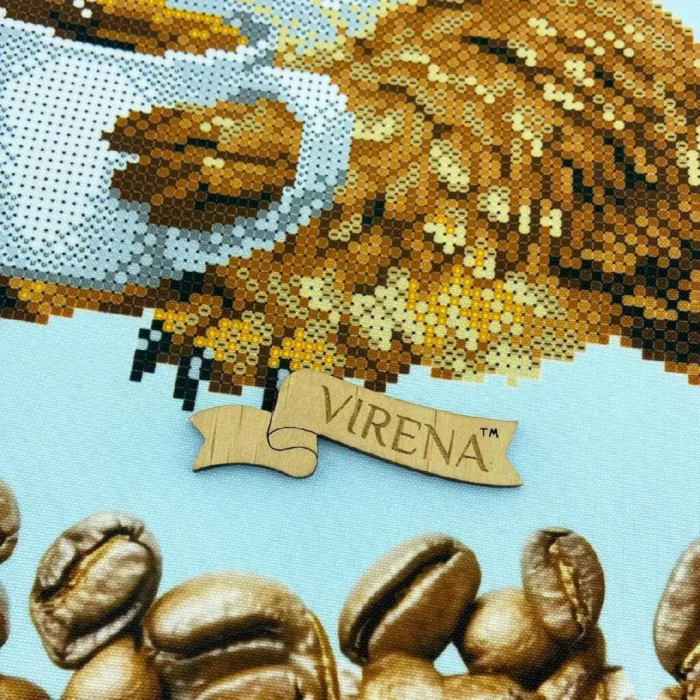 НД_250 Virena Заготовка для вишивки бісером - Наволочка декоративна Сова з чашкою кави 31x31 см, габардин
