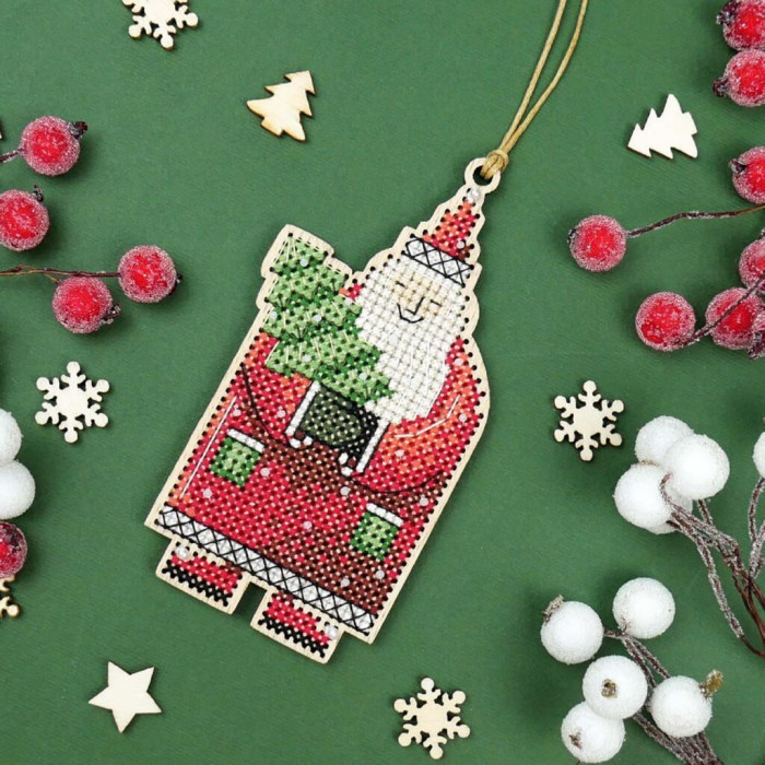 NDN-011 Кольорова Набір для вишивки нитками по дереву - Дарувальник дива, 6х11 см