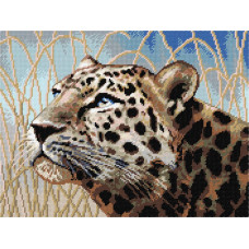 NJ17 Чарівниця Набір для вишивки друкованим хрестиком - Леопард 30x40 см (схема на канві)